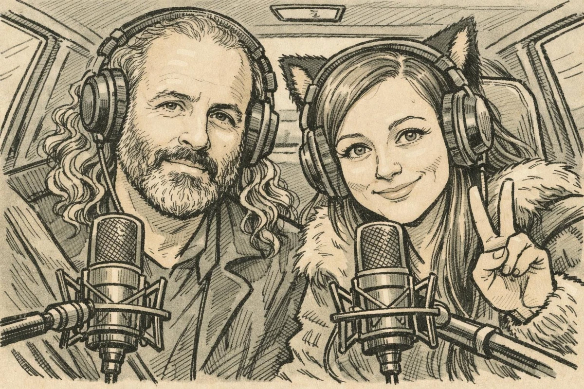 A drawing of Marian and Timothy