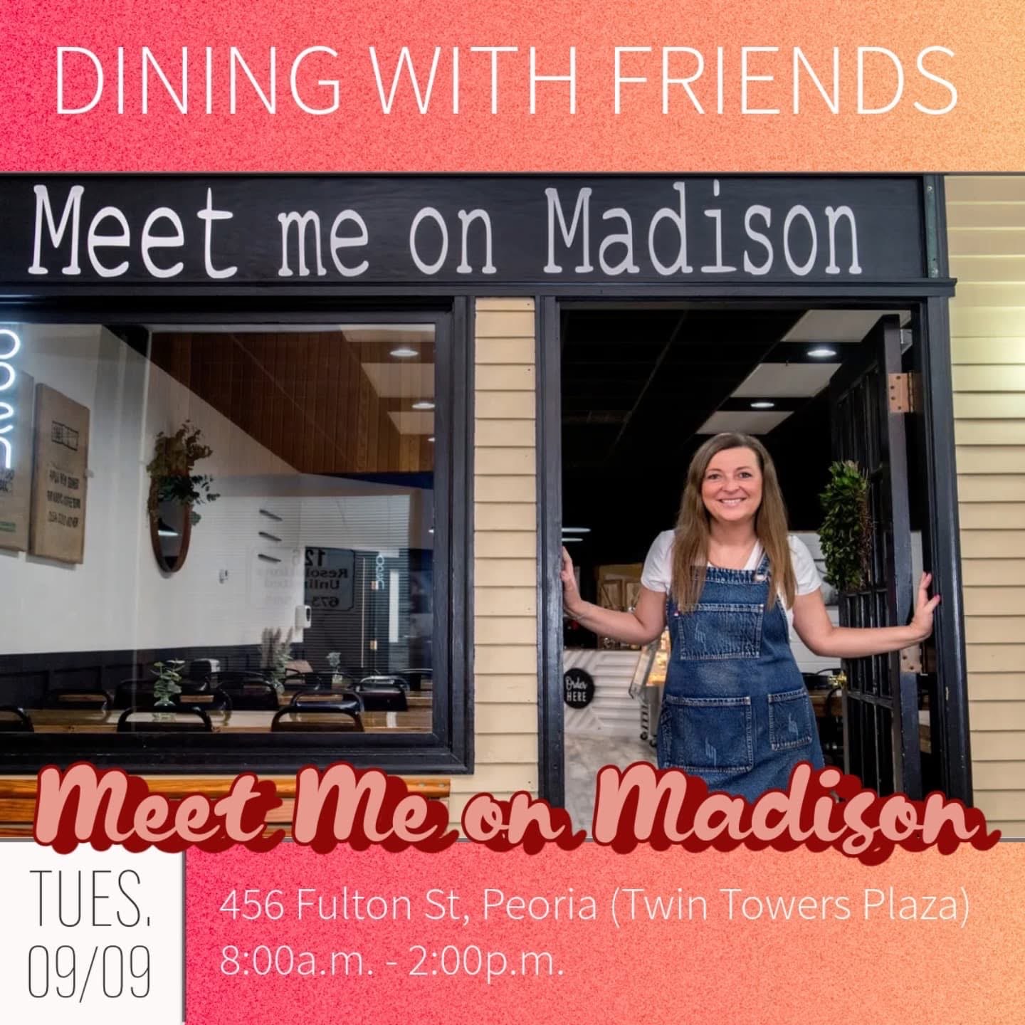 A flyer with a photo of Meet me on Madison