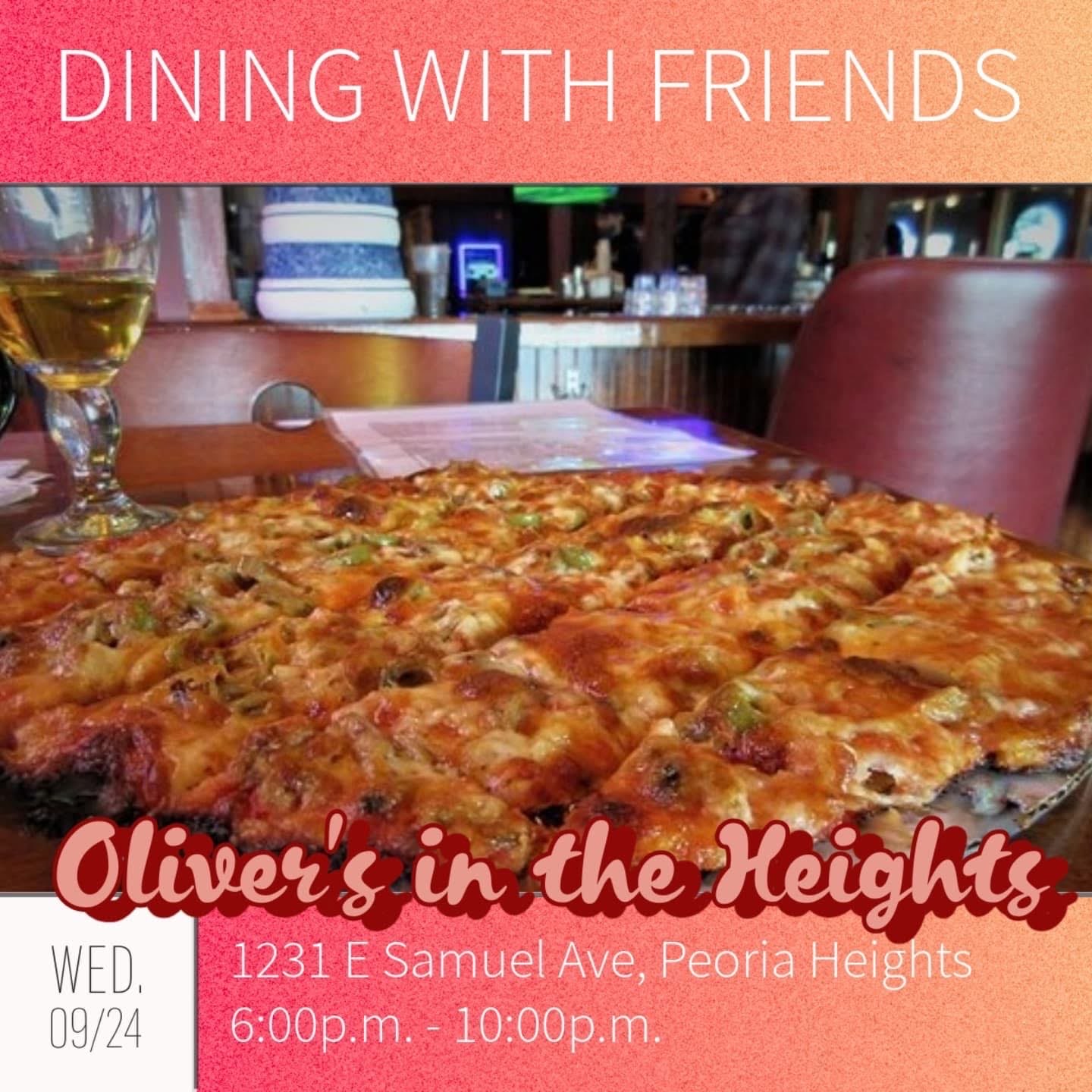 A flyer with a photo of a pizza